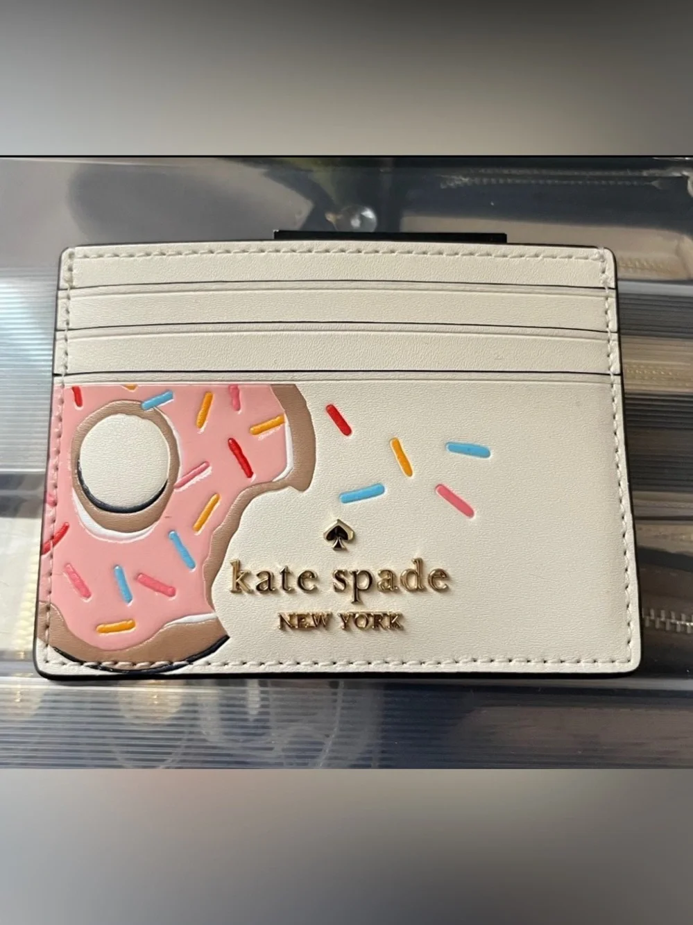 New Kate Spade Coffee Break Donut Small Slim Card Holder Wallet KF488